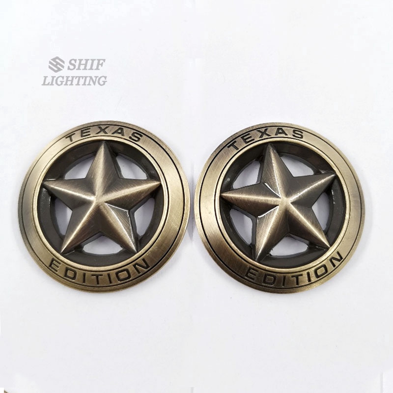 2pcs Stiker Emblem Logo Texas A Star Edition Bahan Metal Untuk Samping Mobil