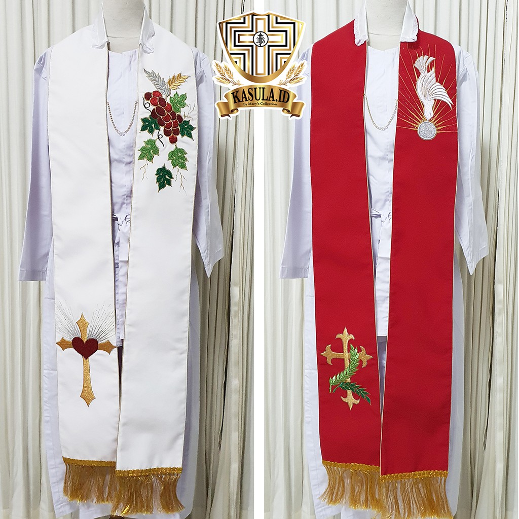 Jual Stola 2 Warna Putih Merah Jubah Romo Katolik 40 Indonesia|Shopee Indonesia