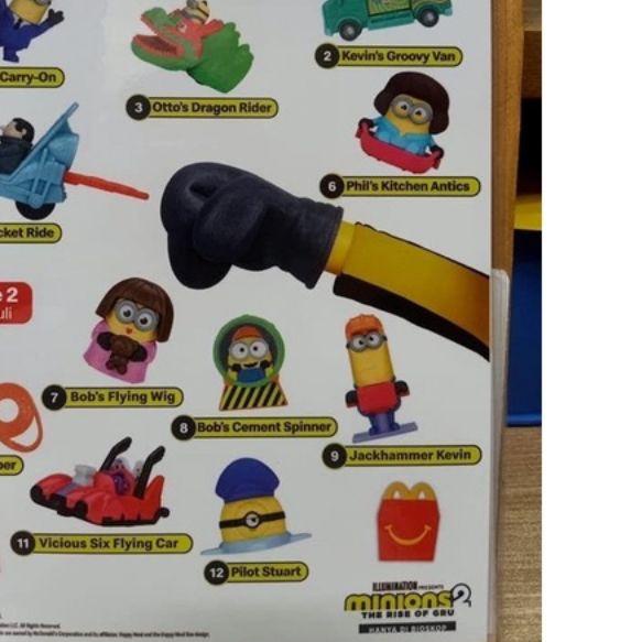 Minion 2 Happy Meal McDonald 2022 Despicable Me 3 Ori segel Minion Tray Mcdonald