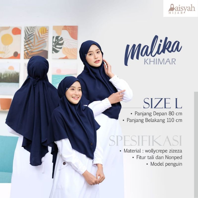 Khimar Malika size L, XL, XXL | khimar syar'i | non ped | bahan wollycrepe premium |