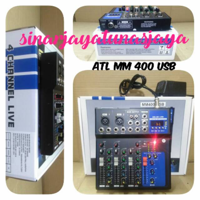 MIXER MINI BLUETOOTH 4 CHANEL MM 400 USB