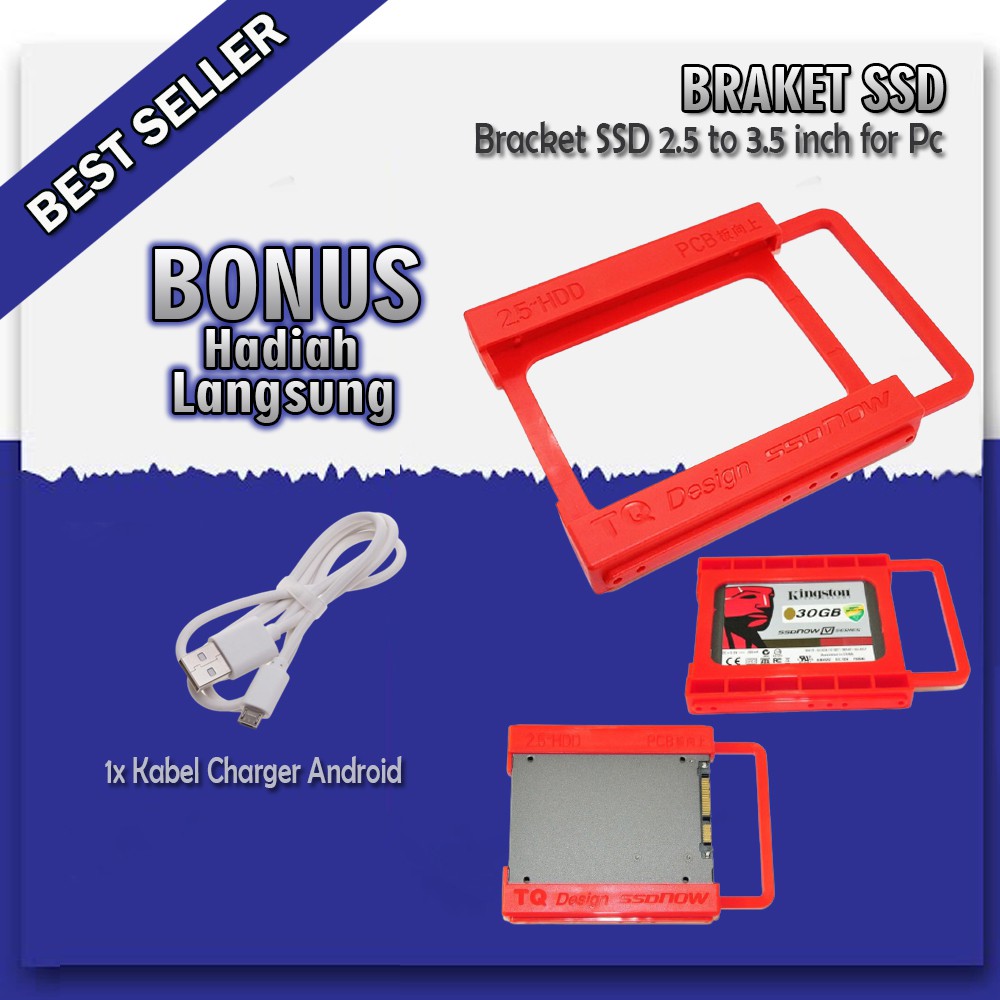 Bracket SSD 2.5 to 3.5 inch for PC HDD Braket Harddisk - HOT BONUS