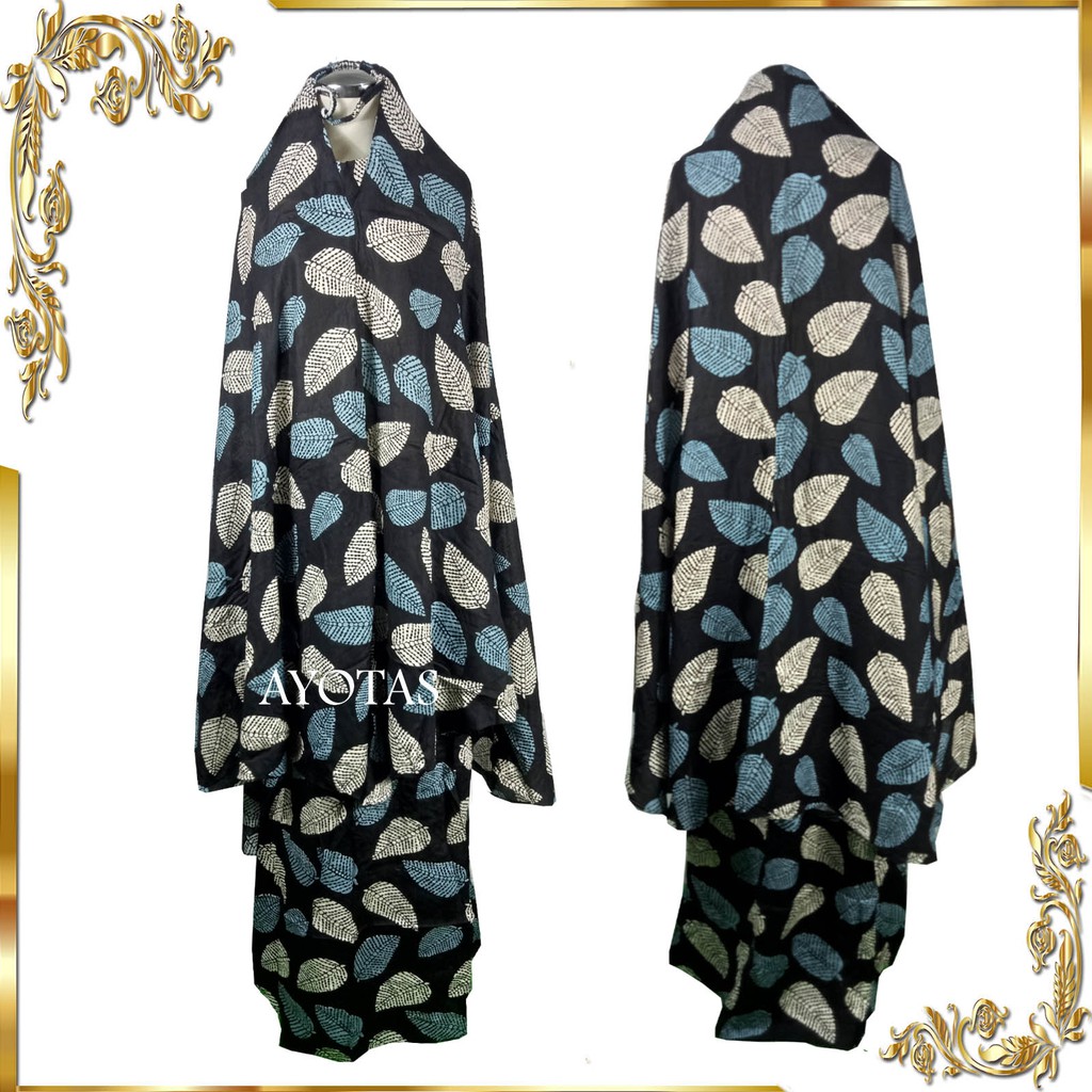 MUKENA DEWASA TRAVELLING JUMBO RAYON PREMIUM, MUKENA BALI HITAM BAHAN ADEM