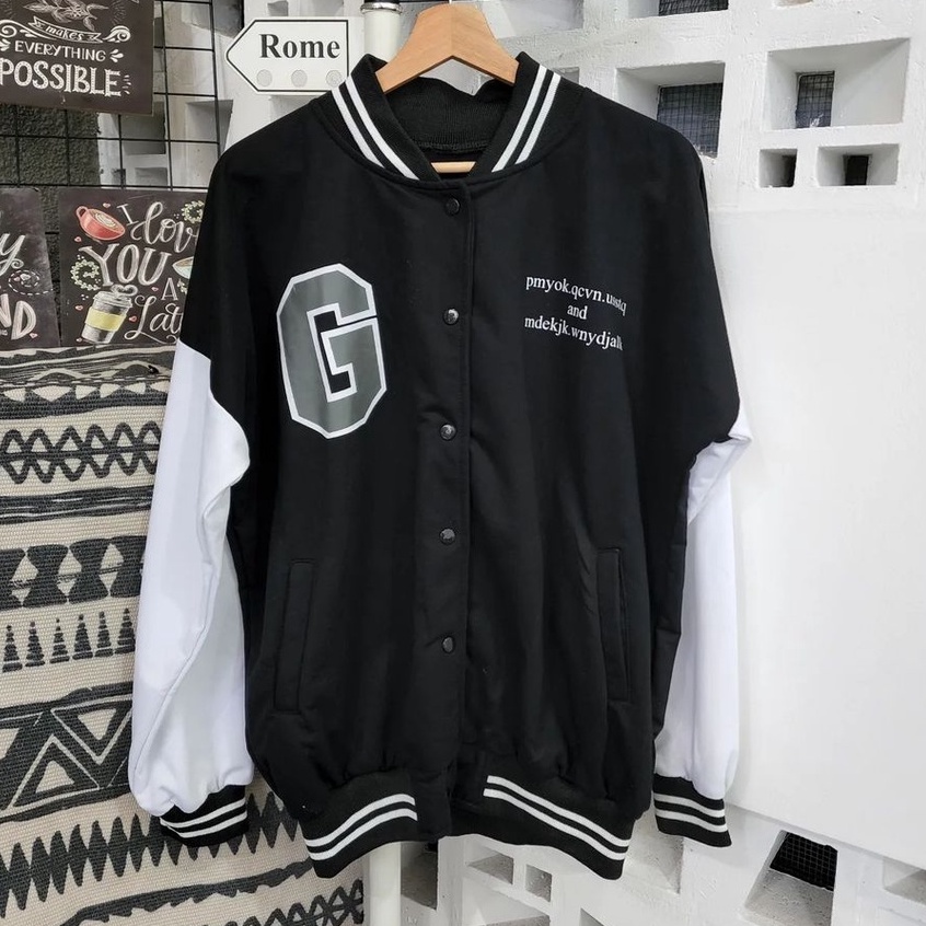 Jaket Oversize Style Korean Wanita G Baseball Bahan Pleece Terbaru