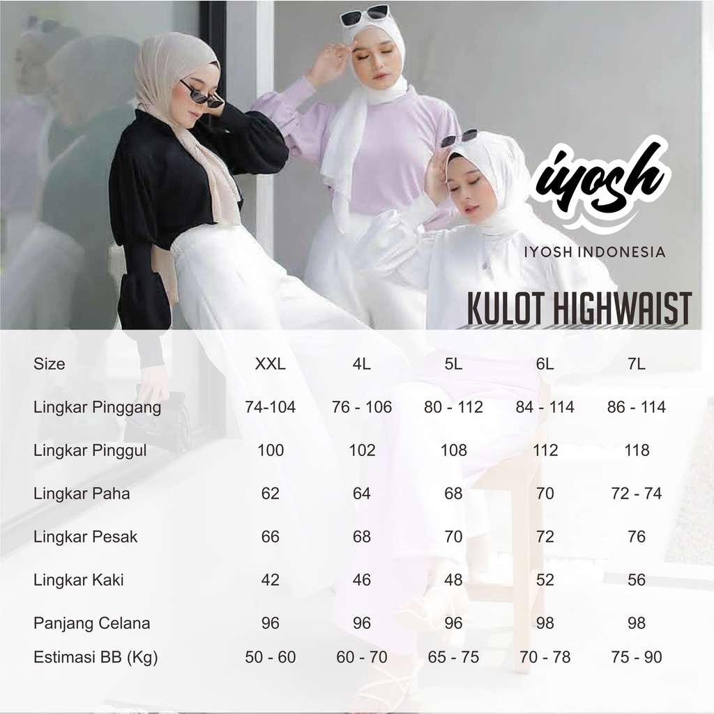 Kulot Highwaist Jumbo Premium BB 40-85 KG - Celana Kulot Highwaist