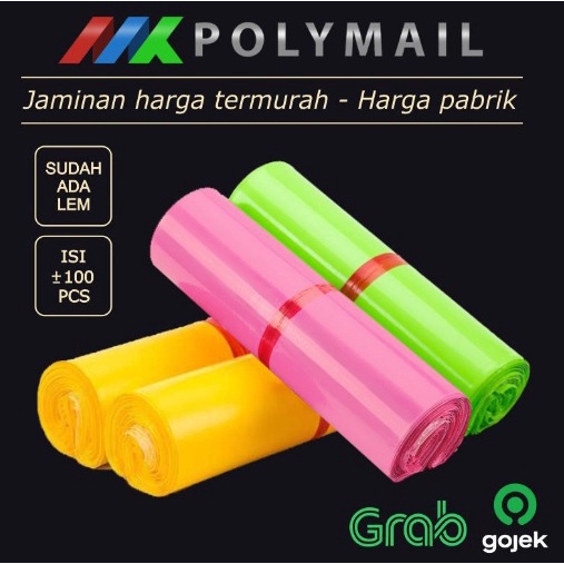 

POLYMAILER ±100PCS 20x30CM PINK HIJAU KUNING EKONOMIS PLASTIK POLYMAILER