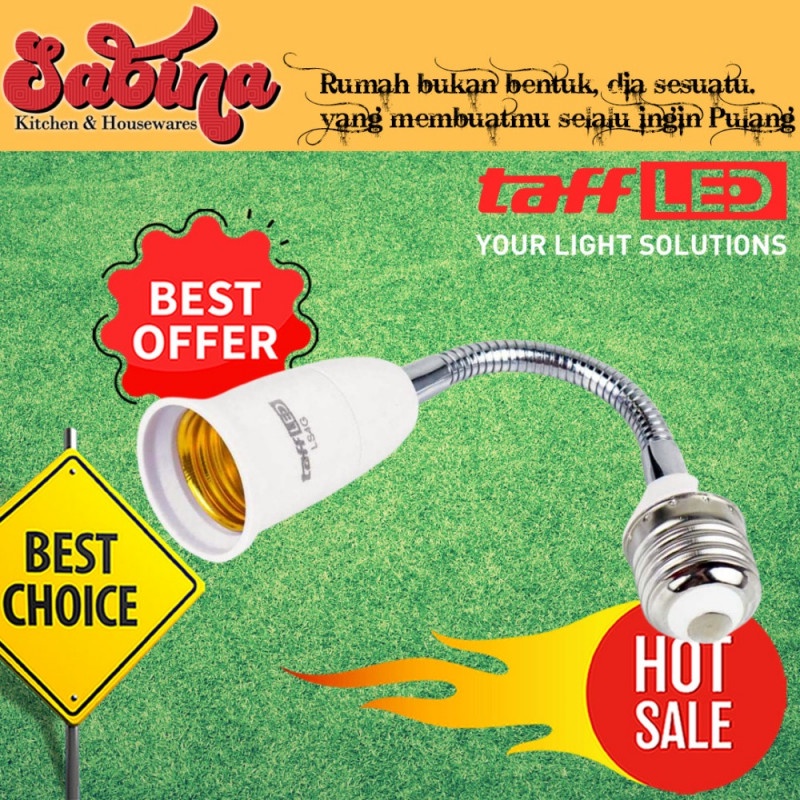 Adapter Ekstensi Fitting Lampu Sambungan Bohlam Leher Elastis E27 20cm