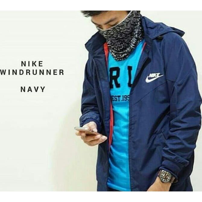 Jacket Jaket Sweater Hoodie Pria Parasut Nike Navy