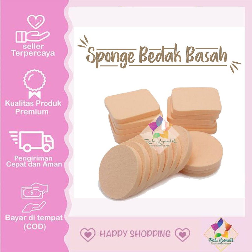 ❤ RATU ❤ Sponge Bedak Basah Bulat Kotak - SPON MAKE UP - Spons FOUNDATION