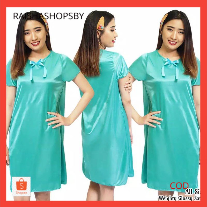 Daster wanita sexy lengan pendek baju tidur satin tosca 1334TDR