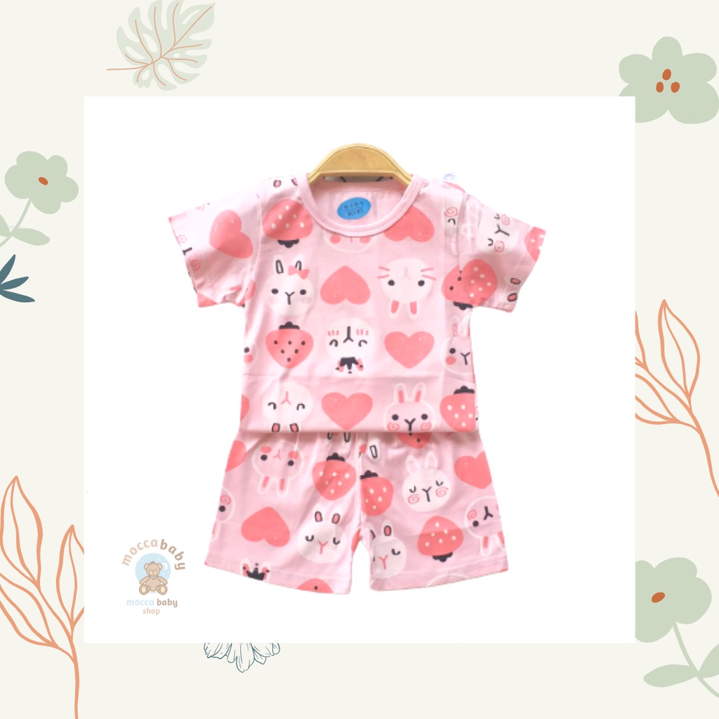 MBSS - Setelan Bayi Pendek FULLPRINT KL / Baju Anak Unisex Setelan Pendek Anak / Baju Bayi Import A123