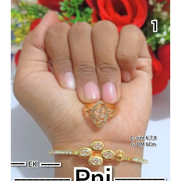 Gelang Bangkok Buka Samping Permata Mewah Free Cincin Xuping (COD)