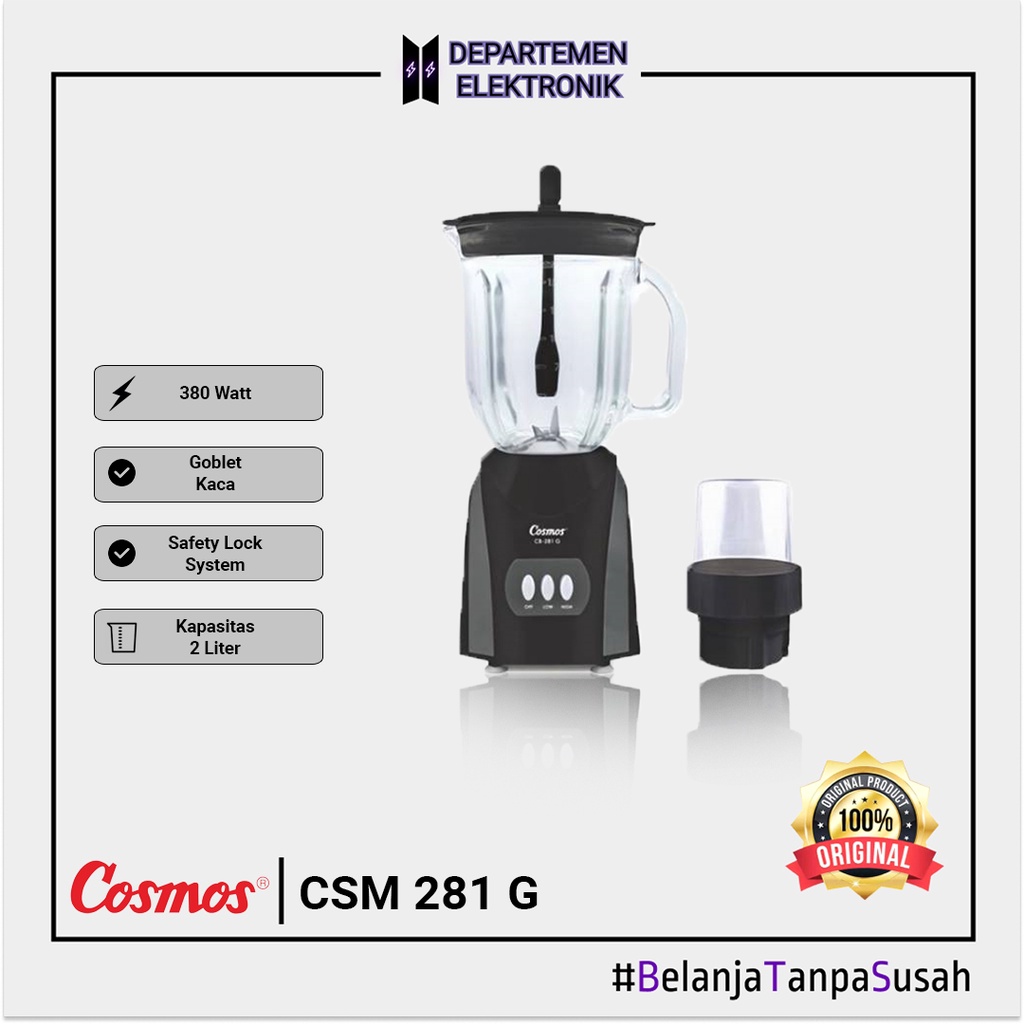 COSMOS Blender Kaca 2 Liter CB 281 G MURAH BANGET / GARANSI RESMI