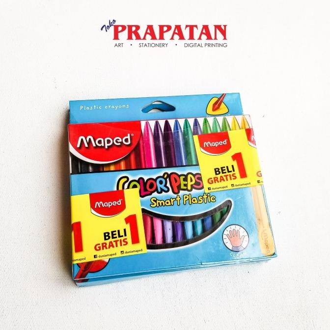 

MAPED COLOR PEPS SMART PLASTIC CRAYON 18 WARNA PROMO BUY 1 GET 1