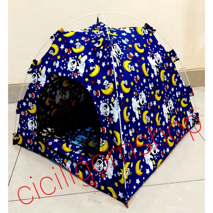 TENDA MOTIF CANTIK kitten Kucing anjing gratis Alas Kasur n mainan pet kandang tent portable praktis lipat nyaman murah