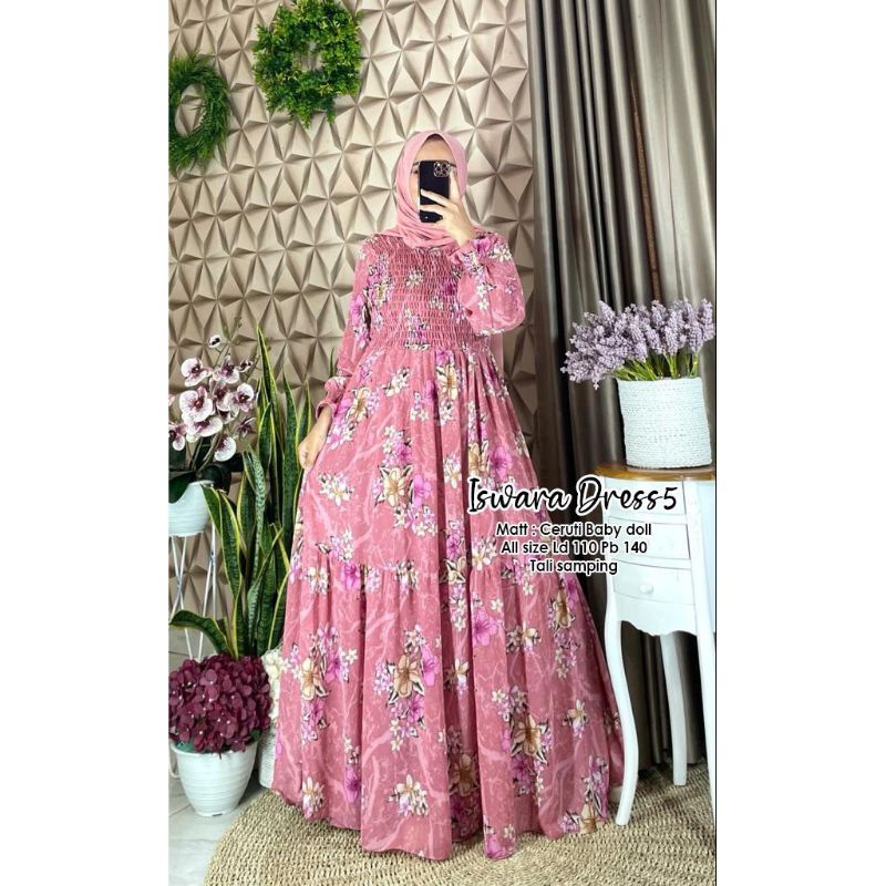 KIYORA/ISWARA DRESS 5/GAMIS MURAH/GAMIS ORI/GAMIS KEKINIAN/GAMIS TERBARU/GAMIS SOSIALITA