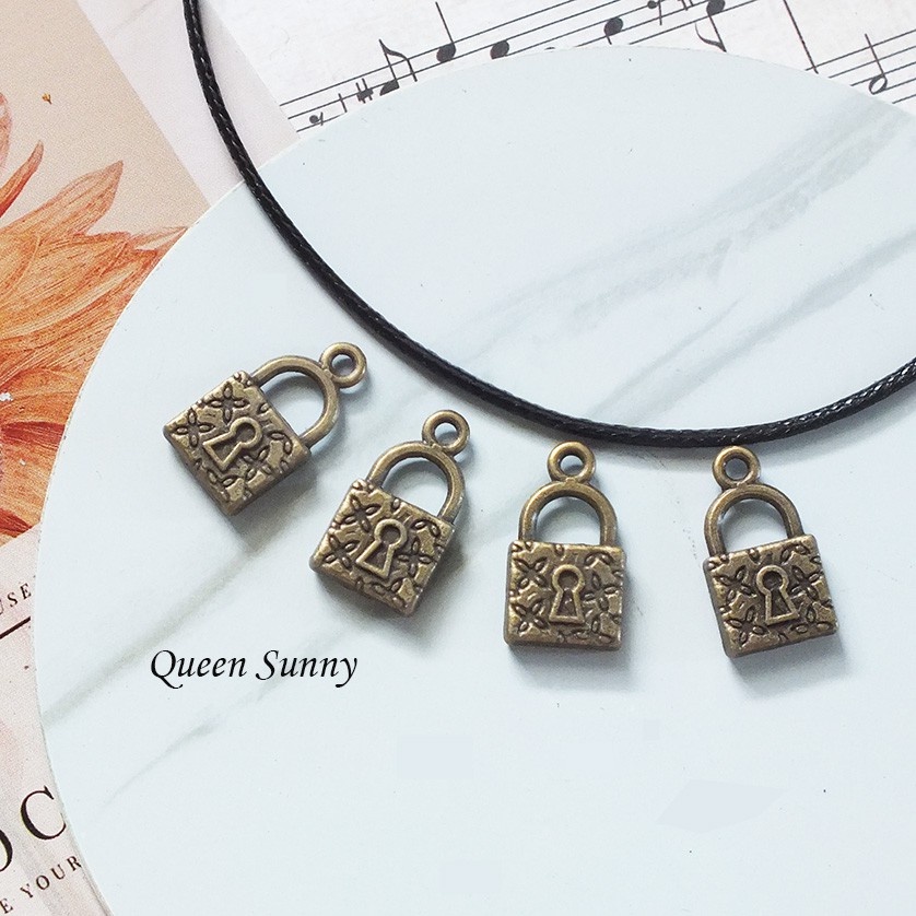 Bandul Gembok Solid Kecil/ Manik Kalung Gelang / Charm Liontin Gembok CHM841