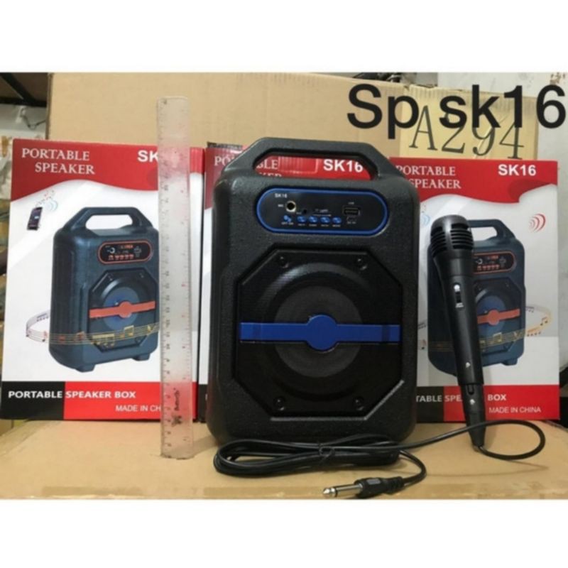 Speaker Bluetooth + Mic SK-16 Anti Shock - Wireless Speaker Bass