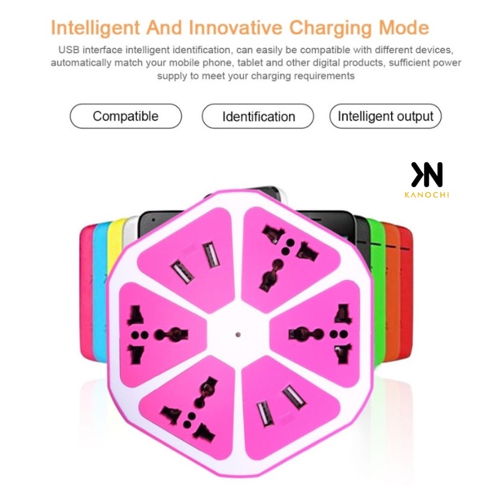 STOP KONTAK USB HEXOGAN 4LUBANG 1.8METER SOKET4 USB STOP KONTAK JERUK