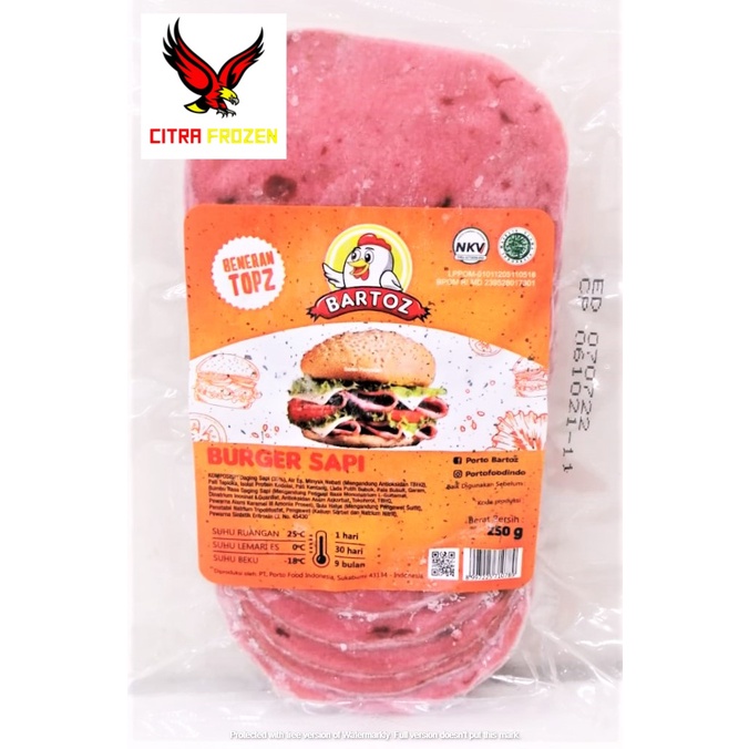 

Bartoz Burger Sapi Reguler 250gr