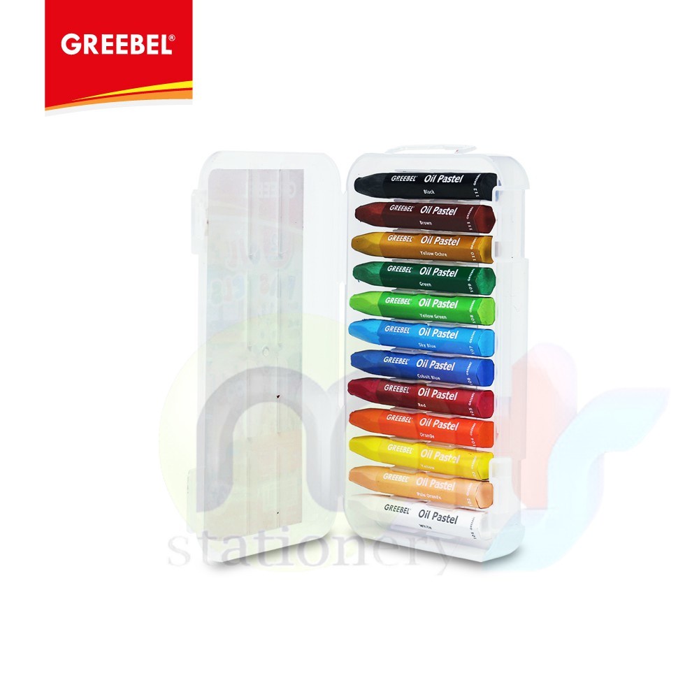 GREEBEL Crayon Krayon Kids Oil Pastel 12 Warna 12C tidak berdebu cerah untuk anak sekolah art &amp; tidak beracun