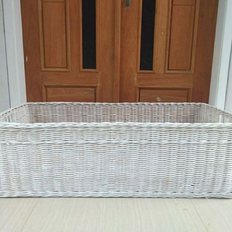 Keranjang rotan persegi panjang kotak besar jumbo peti laci penyimpan barang mainan anak laundry 100x50x32 cm