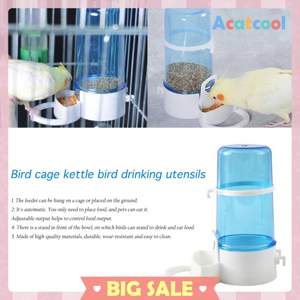 Bird Water Drinker Feeder Plastic Automatic Birdcage Water Bottle Dispenser