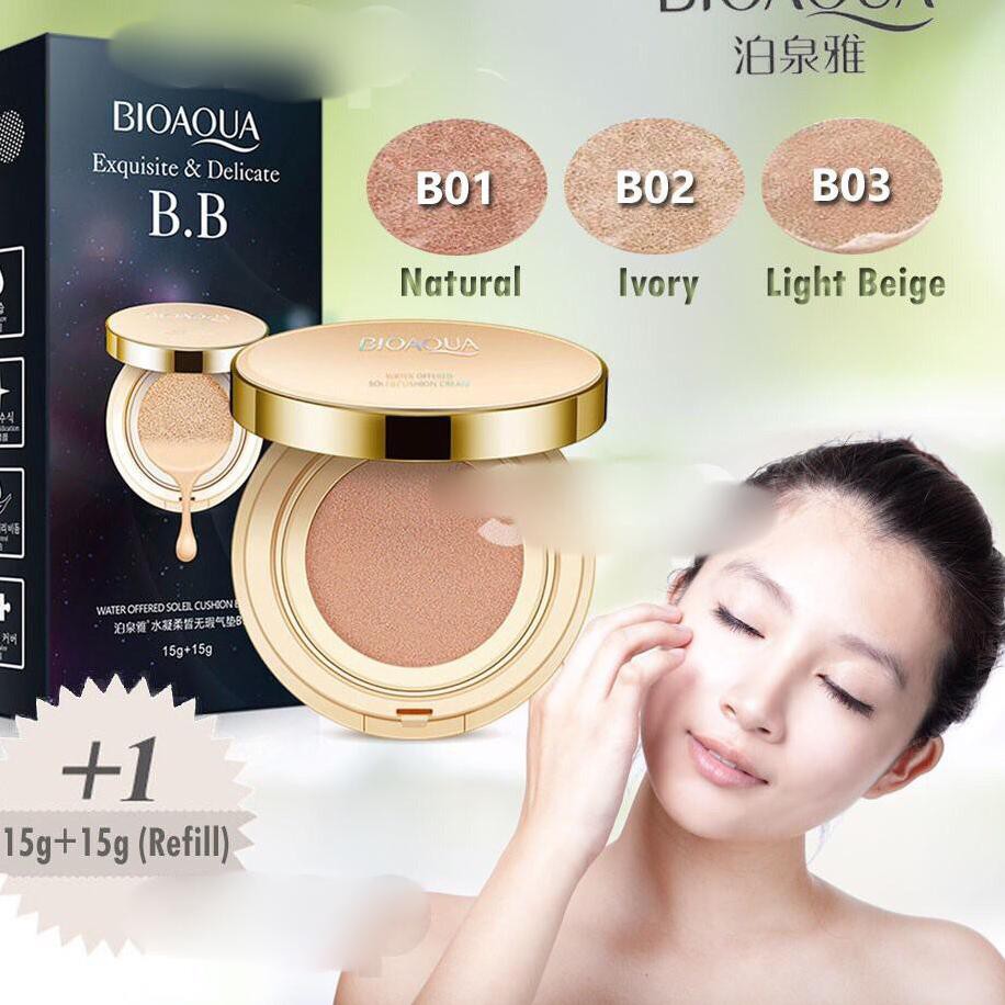 () BIOAQUA BB GOLD CUSHION 2 IN 1 + FREE REFILL BB CUSHION (100% ORIGINAL HOLOGRAM)
