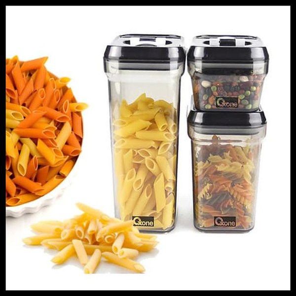 Oxone OX-301 3Pcs Plastic Storage Jar with air Vacuum  (Toples Snack)