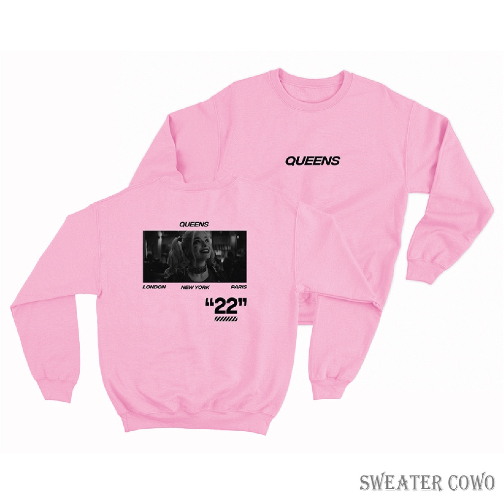 Sweaterpolos Basic Sweater QUEENS ( Sablon ) Unisex Pria &amp; Wanita