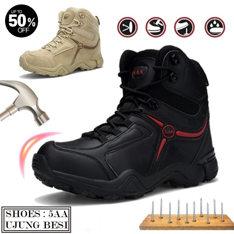 Sepatu Pria Delta Tactical 5AA Low Boots Sefty Hitam 6'Inci Sepatu Hiking Touring Outdoor