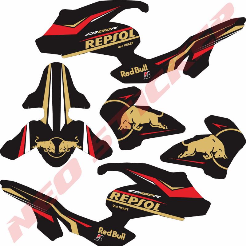 Sticker All New CB150R 2021 Fullbody Repsol Redbull Gold Edition