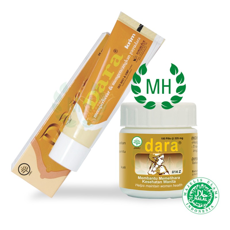 SEPAKET DARA CREAM 15 GRAM + DARA 100 PIL - BOROBUDUR HERBAL - Membantu mengencangkan payudara