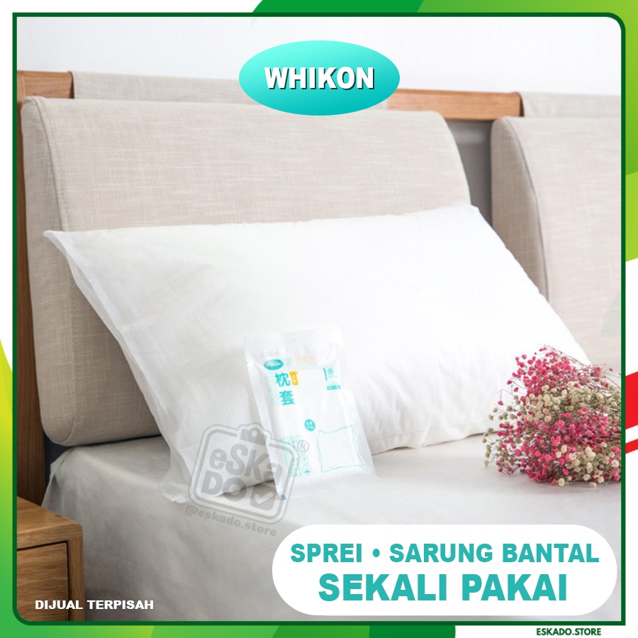 Sarung Bantal Sprei Sekali Pakai WHIKON Traveling / Disposable Pillow Case Bed Sheet 1pcs