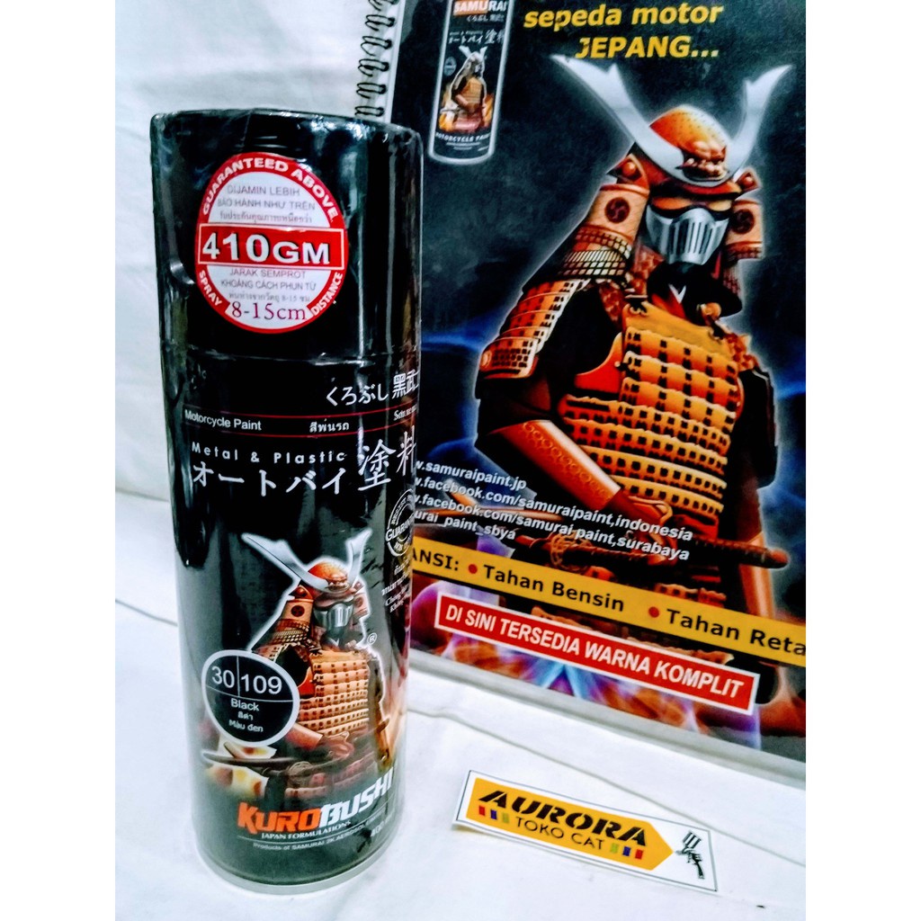 Pilox Pylox Samurai Black 109 Hitam Mengkilap Biasa Solid Standart Standat Standar Cat Mobil Motor