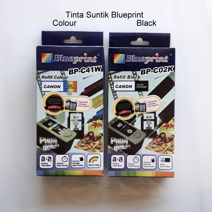 Tinta Suntik BluePrint (CANON) untuk Semua Tipe Printer - Black & Colour