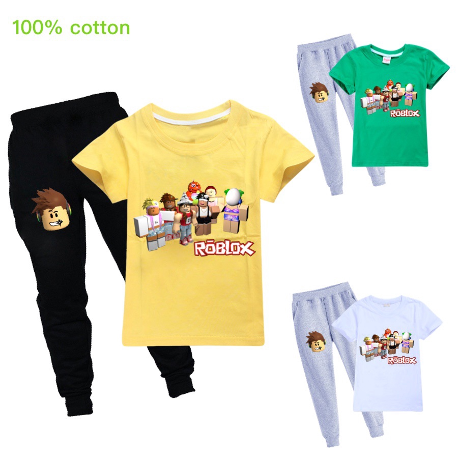 Roblox T Shirts Kids Long Pants Suit For Boys And Girls Two Pieces