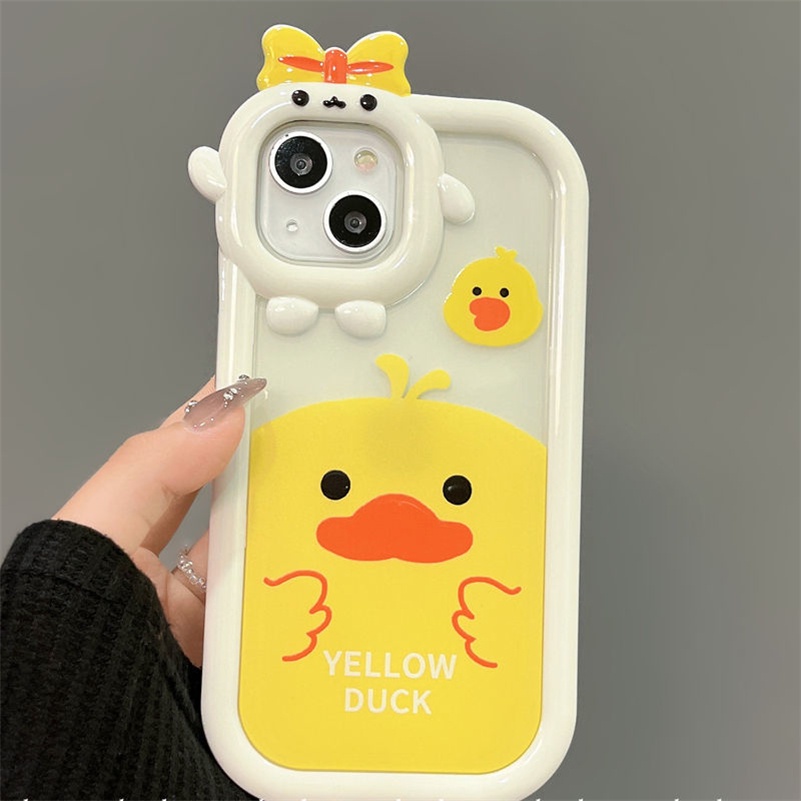 Case Pelindung Lensa Bumper Shockproof Motif Kartun Bebek Kuning Untuk iPhone 14 13 12 11 Pro Max X Xr Xs Max 7 8 6 6s Plus SE 2020