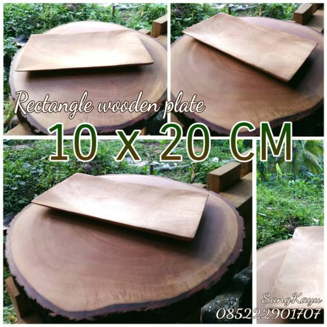 Rectangle wooden plate 10x20 cm piring kayu cekung mangkok saji