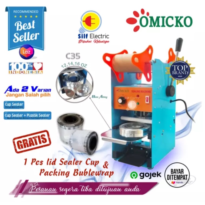 mesin Cup Sealer C35 omicko Mesin Press Gelas Plastik uk10 12 14 16 oz + paket plastik sealer