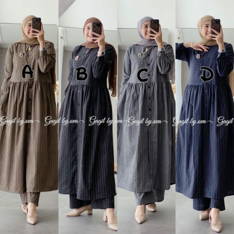 chanaya by gagil setelan celana tunik linen baju casual baju kantor baju kerja baju santai