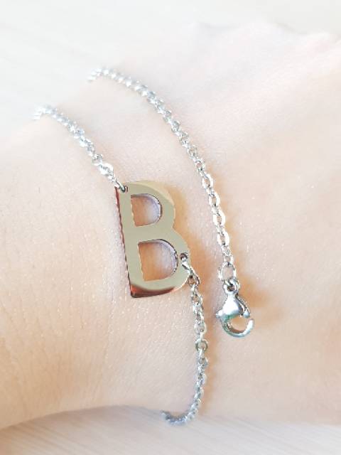 KALUNG KECIL SILVER / Kalung inisial / kalung huruf titanium silver / kalung antikarat import