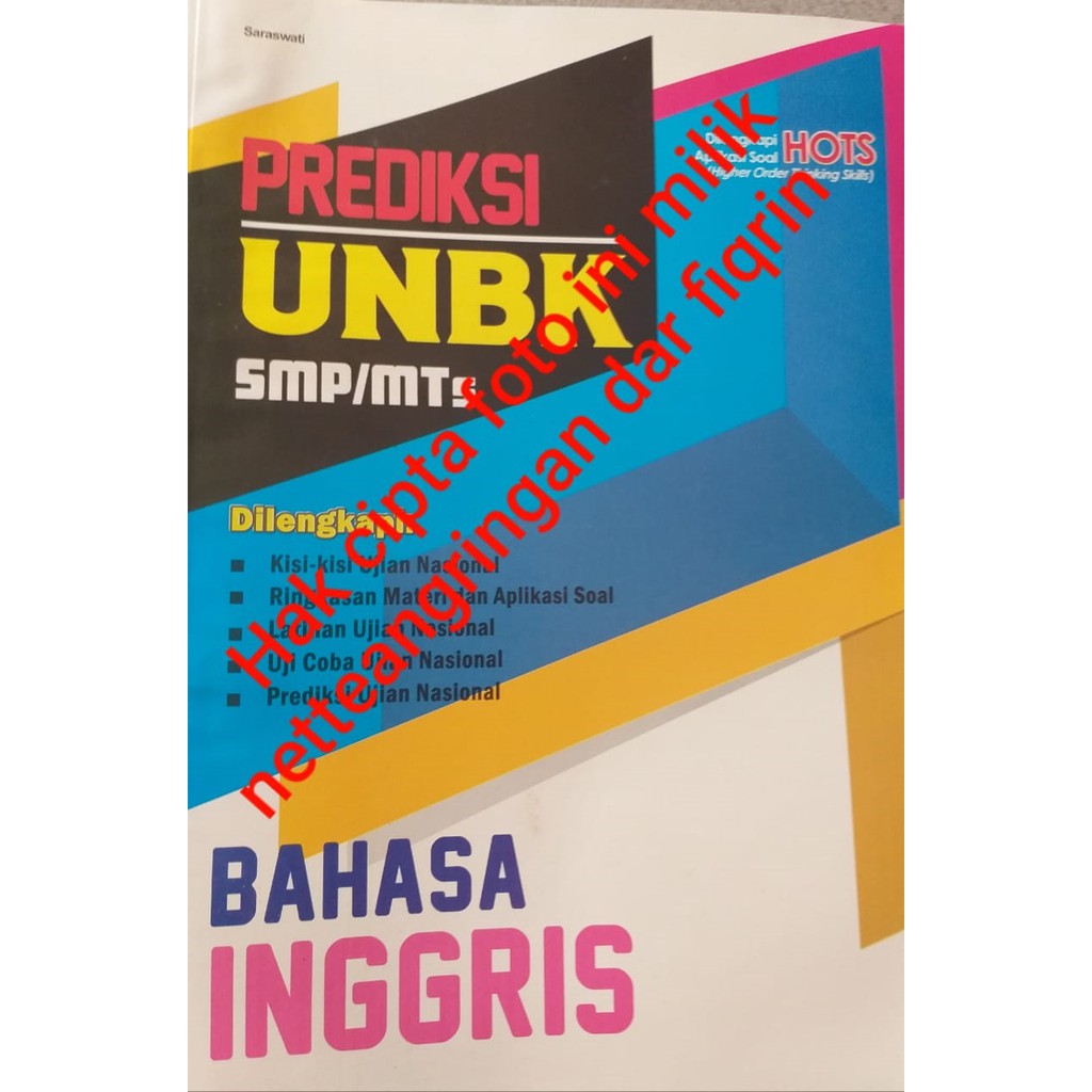 Buku Prediksi UNBK Untuk SMP MTs Bahasa Inggris K13 dilengkapi HOTS  New