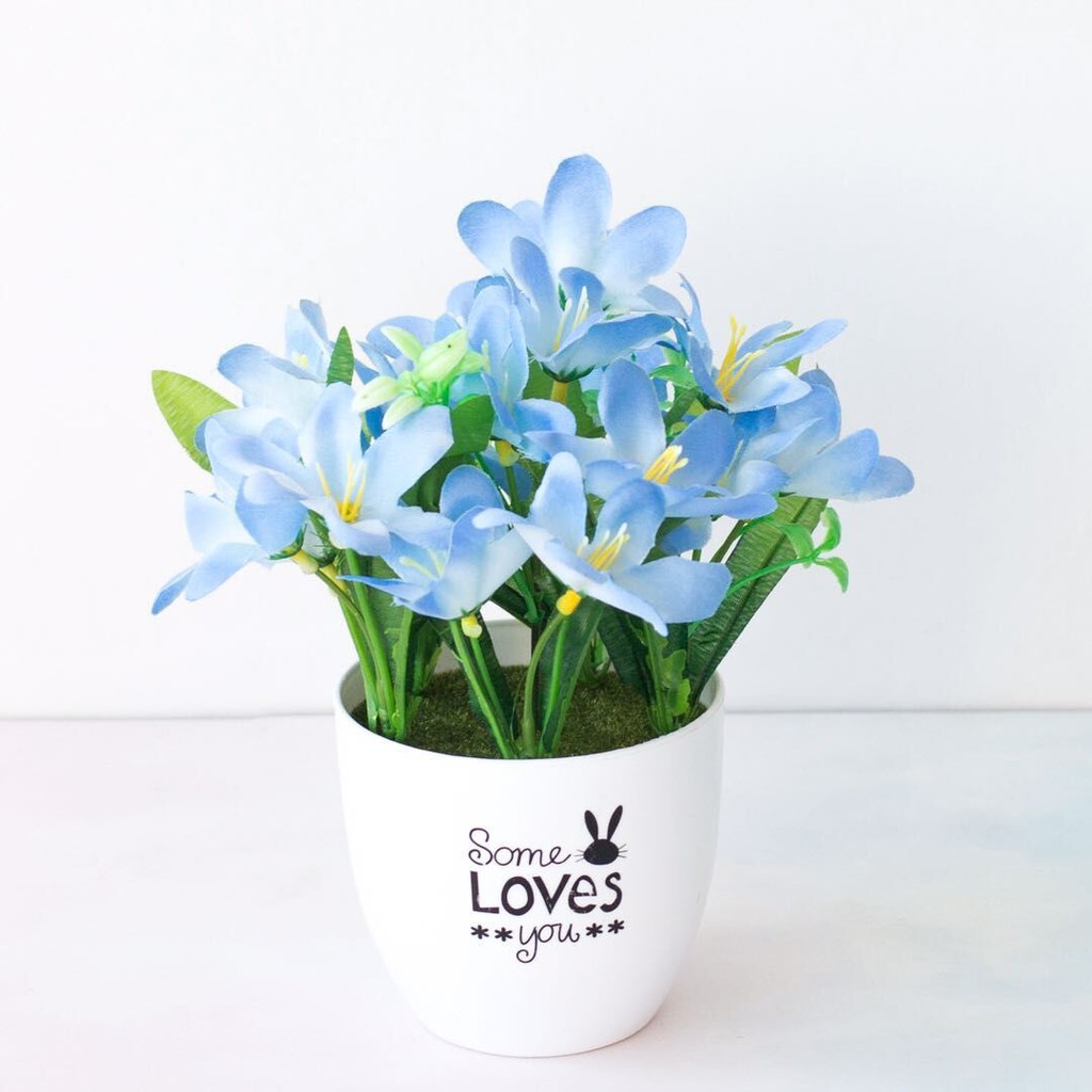 AM572 Bunga Plastik / Bunga Bakung / Bunga Artifisial-Biru