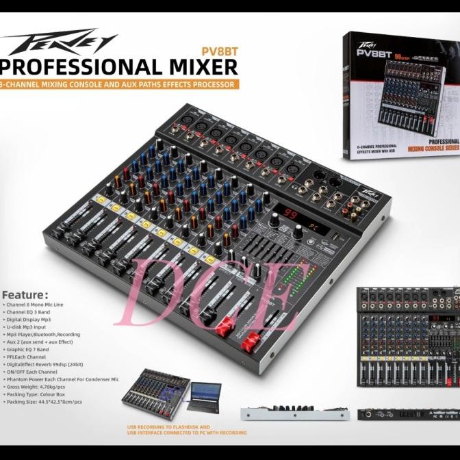 Mixer Audio PEAVEY PV8BT PV 8BT PV8 BT USB Bluetooth Soundcard PC