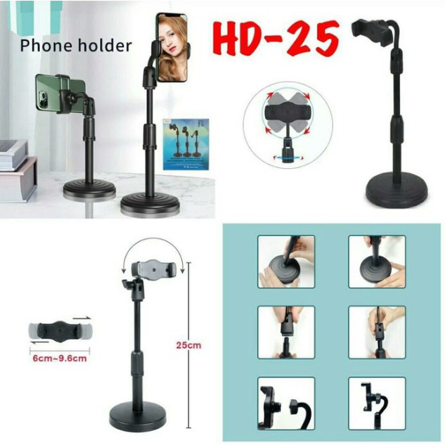 Folding Desktop Support HD-25 Holder Phone Stand Universal Broadcasting Holder HP Elegan