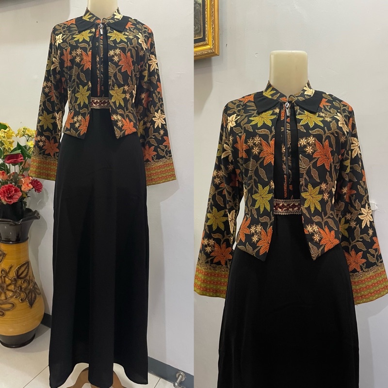 (COD) Gamis Batik Rompi / Gamis Batik Blezer / Bolero Batik / Gamis Batik Couple / Kemeja Batik