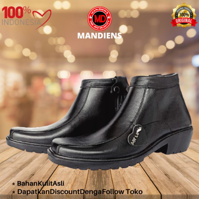 MANDIENS Sepatu Boots Pria Kulit Asli Medali K164 - Sepatu Kulit Pdh Tni Polri Security - Sepatu Putih Perwira