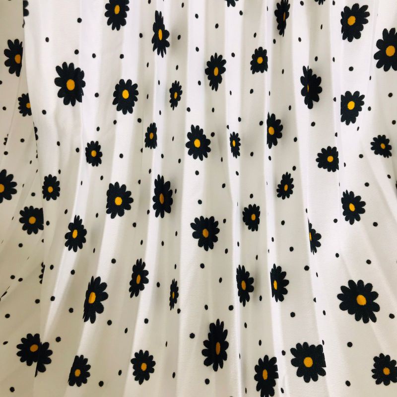 ROK PLISKET BUNGA DAISY / ROK PLISKET PREMIUM / ROK WANITA-Daisy putih bintik