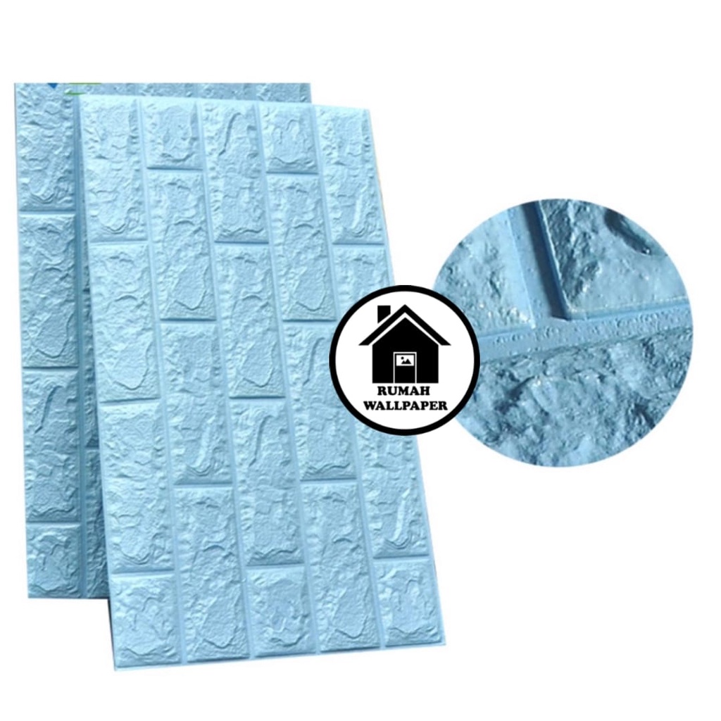 RW Wallpaper Foam Hitam Bata 3D Bata Warna Hitam Premium Wall Paper Sticker Tebal 3MM-2